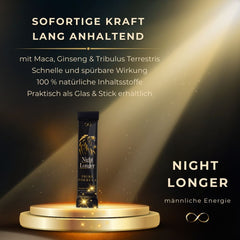 10 Pack x Night Longer 12x12g Stick, Prime Formula Gel, Sofortwirkung, Extra Stark für aktive Männer, Ginseng & Tribulus Terrestris