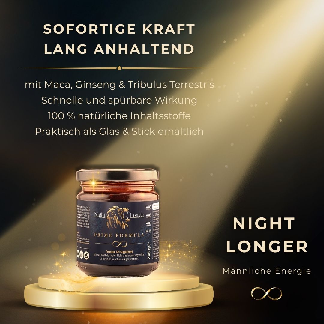 Night Longer Honig Herbal Paste 240g, Extra Stark für aktive Männer Sofortwirkung, Maca, Ginseng & Tribulus Terrestris Gel