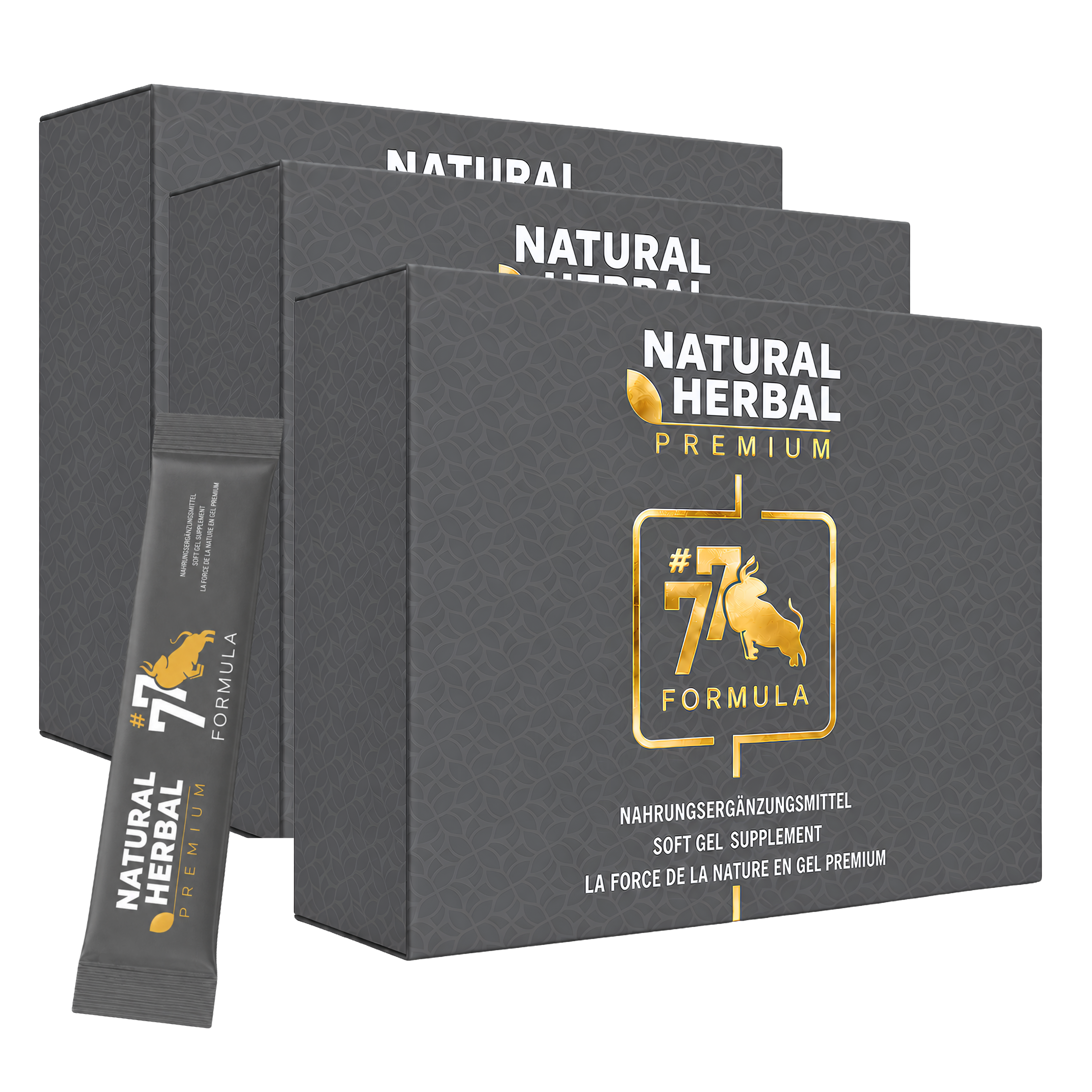 Natural Herbal 77 Formula Premium Gel Supplement Sticks 3er-Pack
