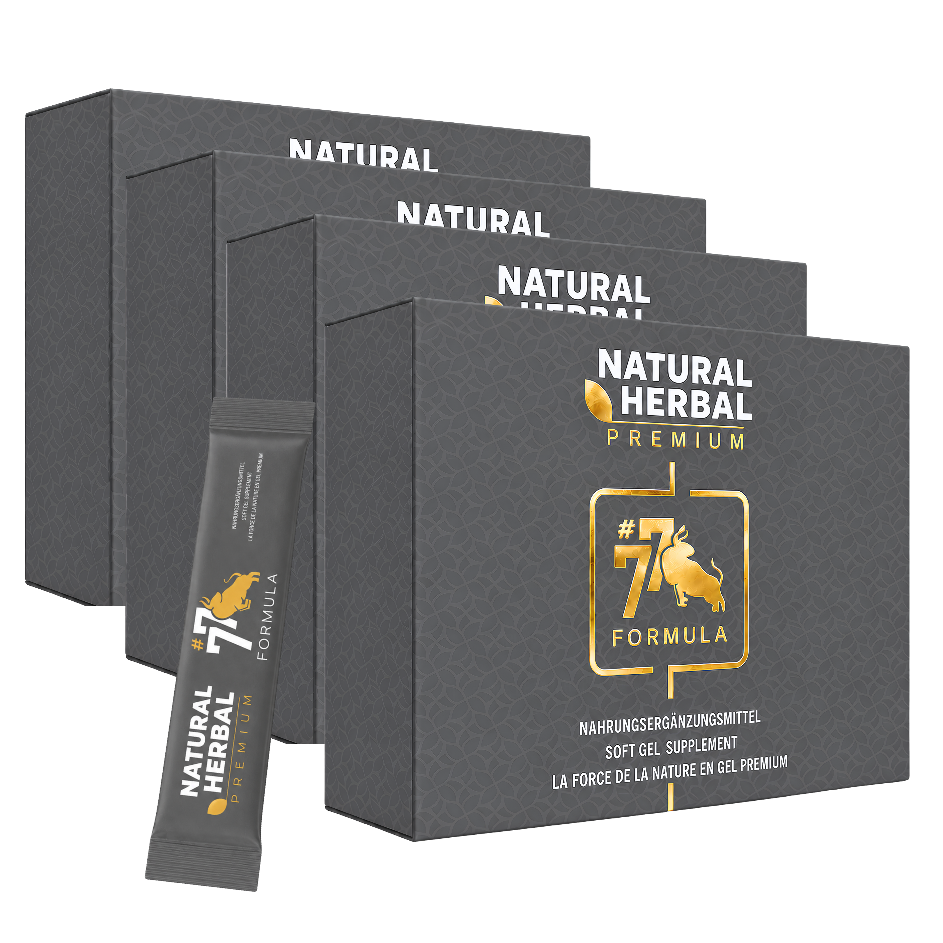 Natural Herbal 77 Formula Premium Gel Supplement Sticks 4er-Pack