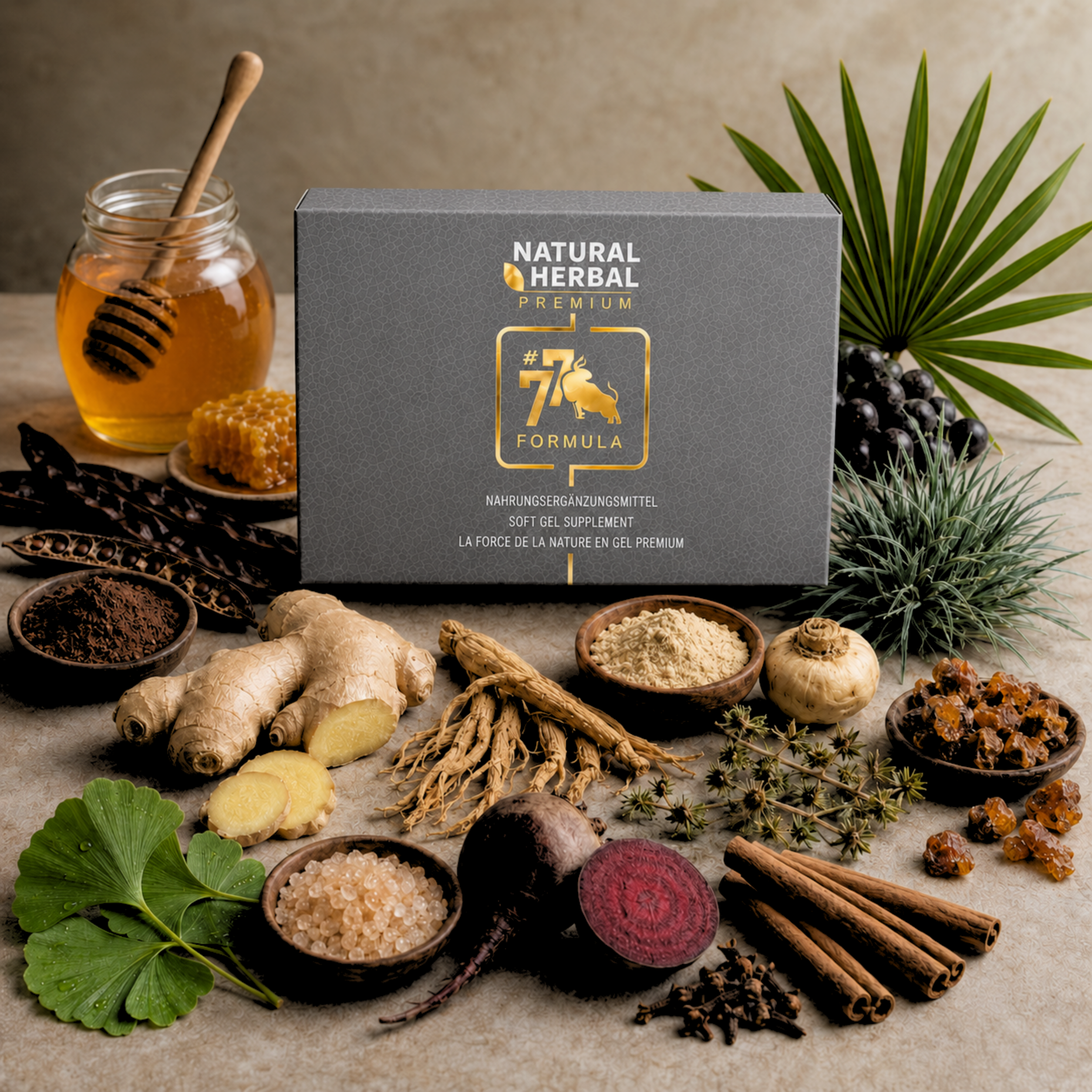 Natural Herbal 77 Formula Premium Gel Supplement Sticks mit ausgewählten natürlichen Zutaten