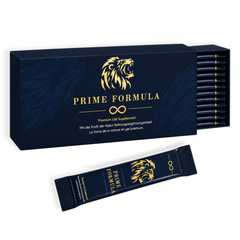 Prime Formula Premium Gel Supplement Sticks 12 x 12 g mit geöffneter Box und Einzelstick